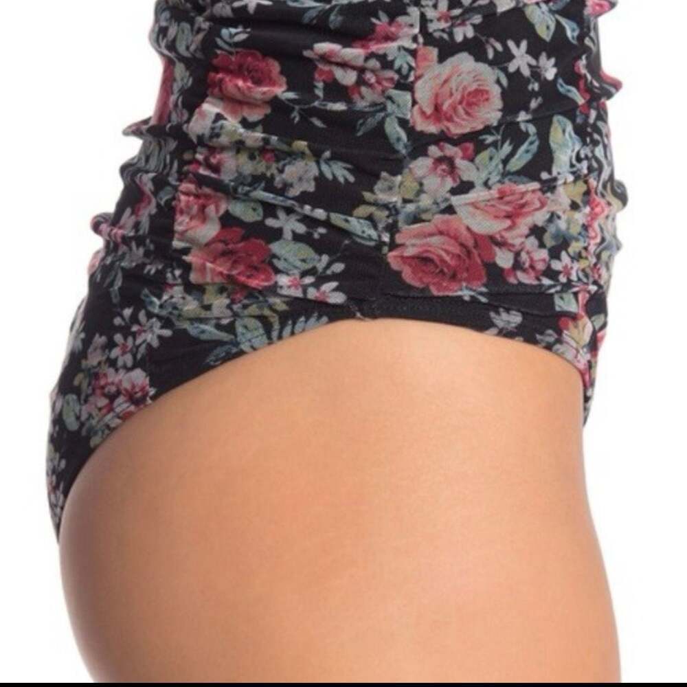 Free Press Clothing Floral Ruched Mesh Bodysuit Size S - Picture 7 of 9
